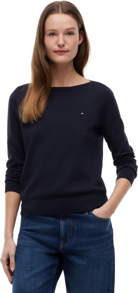Tommy Hilfiger Donna Pullover Co Jersey Stitch Sweater Scollo a Barca, Blu (Desert Sky)