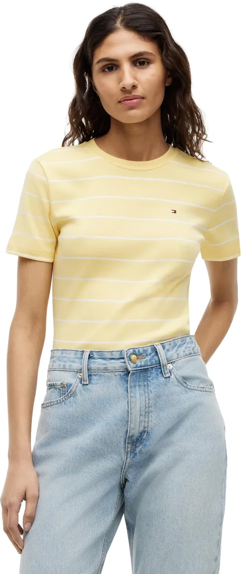 Tommy Hilfiger Cody C-Nk SS Ww0Ww40587 S/S T-Shirt, Giallo (fine STP citronella/Ecru), M