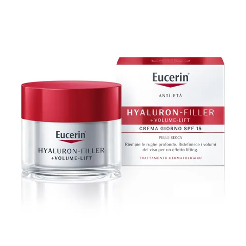 Eucerin Hyaluron-Filler + Volume-Lift Giorno per Pelle Secca, SPF 15, 50 ml