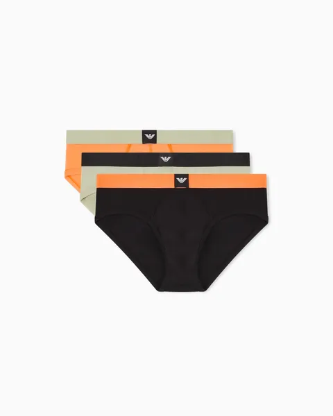 Emporio Armani Slip Uomo, Nero/Salvia/Camelia, XL