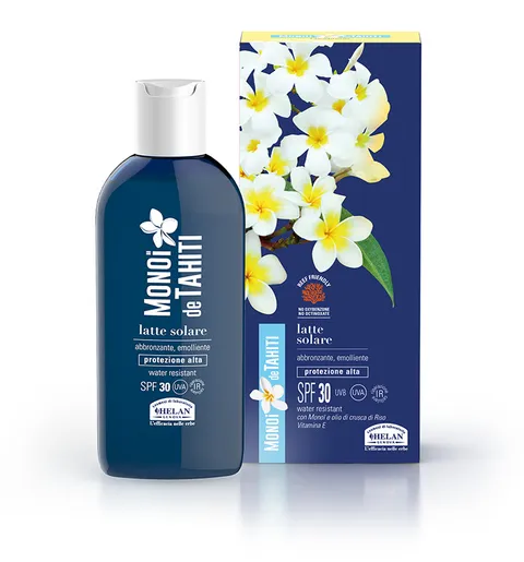 Helan, Monoi De Tahiti, Latte Solare SPF 30, Protezione Solare Anti Eritema e Scottature