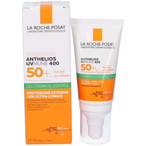 La Roche Posay Anthelios UVmune 400, Gel-Crema SPF50+, Per Pelli Grasse, Effetto