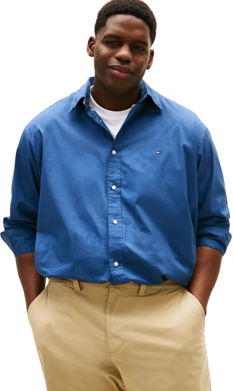 Tommy Hilfiger Uomo Camicia Poplin Solid Regular Fit, Blu (Aegean Sea), 4XL
