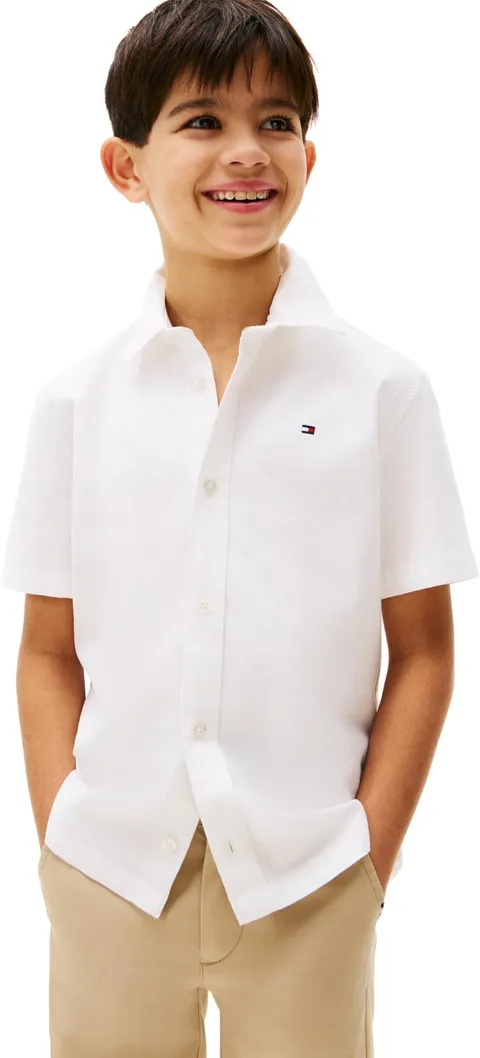 Tommy Hilfiger Camicia Oxford Stretch Bambino SS KB0KB09554 Camicie, Bianco (Bianco), 5