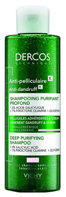 Vichy Dercos, Shampoo Anti-Forfora K, Per Tutti i Tipi di Capelli, Azione Purificante e