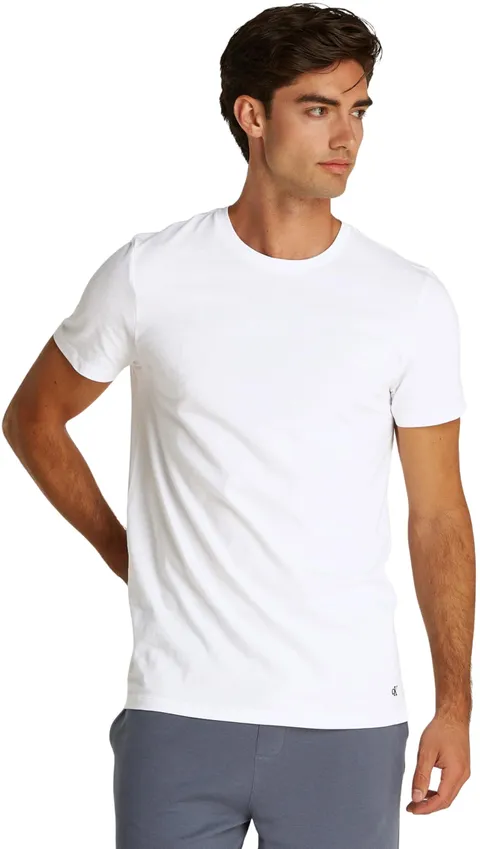 Calvin Klein Uomo T-Shirt Maniche Corte Confezione da 3 in Cotone, Bianco (White, White
