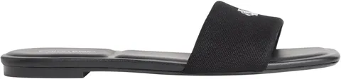 Calvin Klein Sandali piatti quadrati da donna in tela Sndl Hw HW0HW03129, neri (triplo