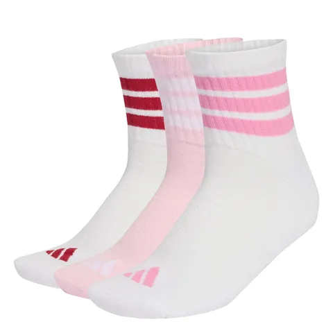 adidas Unisex - Adulto 3 Stripes Cushioned Sportswear MID CUT Socks 3 PAIR PACK