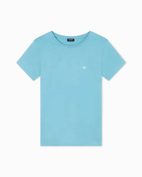 T-shirt girocollo da donna in cotone per tutti i giorni, blu, M