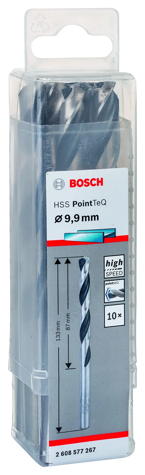 Bosch Accessories 2608577267 HSS PointTeQ (9,9 x 87 x 133 mm) - Set da 10 Pezzi di Punte