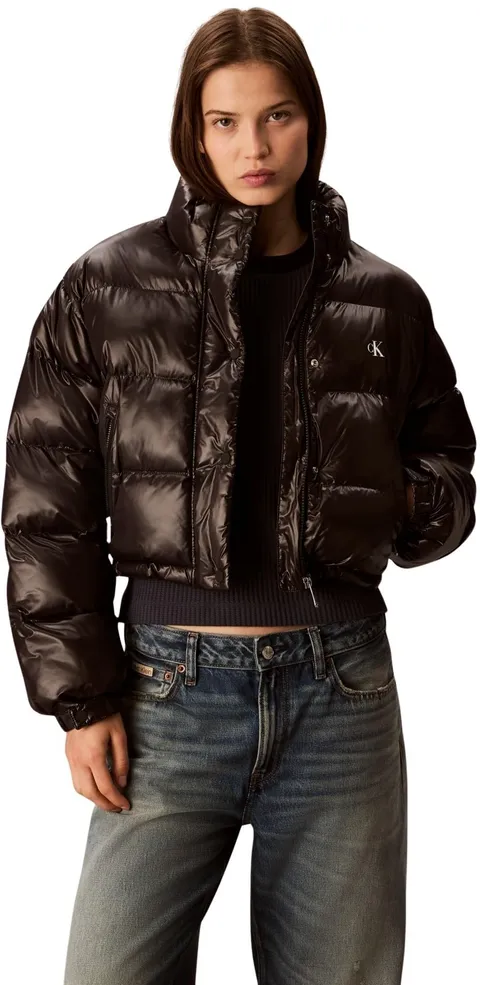 Calvin Klein Shine Crop Puffer Jacket Lv047D504G Giacche, Black (Black), XXS Donna