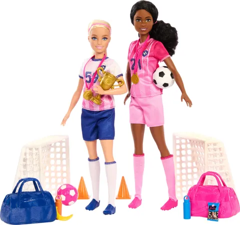 Barbie Carriere - Calciatrici, playset con Barbie Brooklyn e bambola calciatrice petite