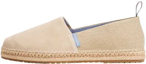 Tommy Hilfiger Uomo Espadrillas Flex Mix in Pelle Scamosciata, Beige (Sandalwood), 40