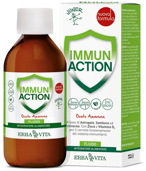ERBA VITA Immun Action Fluido Junior integratore alimentare per i più piccoli a base di