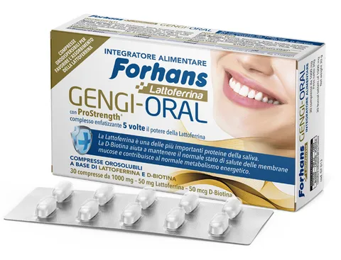 Forhans, Integratore Alimentare Gengi-Oral, con Lattoferrina, D-Biotina e Prostrength
