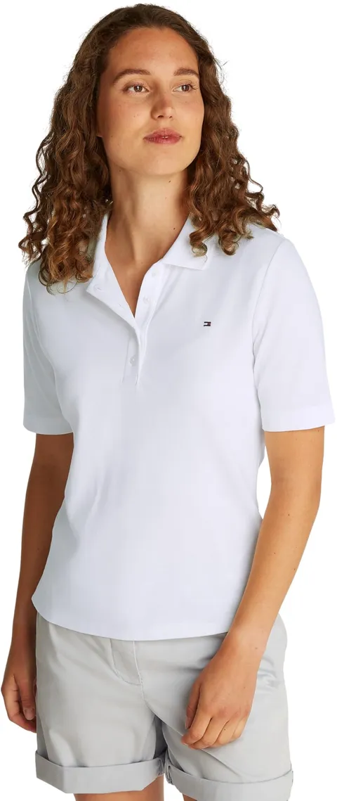 Tommy Hilfiger Donna Maglietta Polo Maniche Corte Regular Fit, Bianco (Ecru), XXL