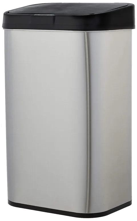 Amazon Basics Pattumiera in acciaio inox, automatica, Rettangolare, da 60 litri, Argento