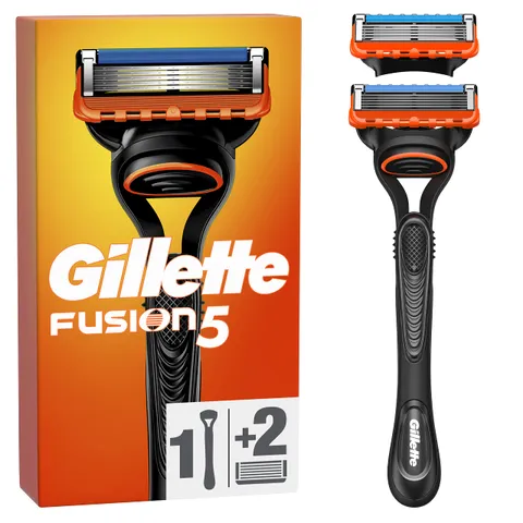 Gillette Rasoio Da Uomo Fusion5, Manico E 2 Cartucce A 5 Lame, Lama Di Precisione Per