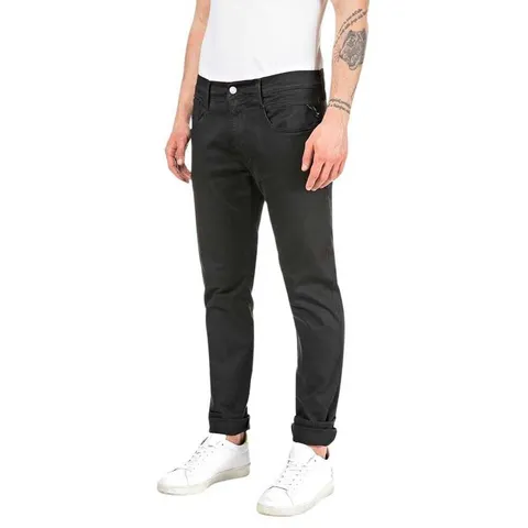 Replay Jeans da Uomo Slim Fit Anbass Hyperflex Colour Xlite, 040 Nero, 38W x 36L