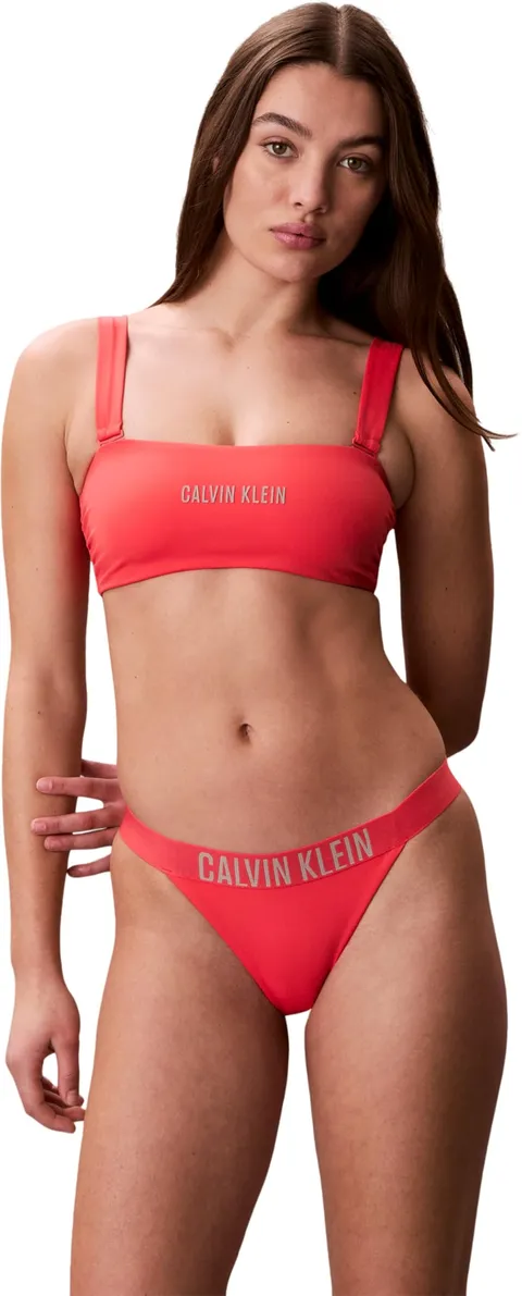 Calvin Klein Top da Bagno da Donna a Fascia con Spalline W LV00Q61223, Rosa, S