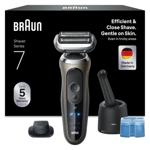 Braun Serie 7 Rasoio Elettrico Barba, Wet&Dry, Regolabarba Uomo, Rasoio Barba, 60 Min di