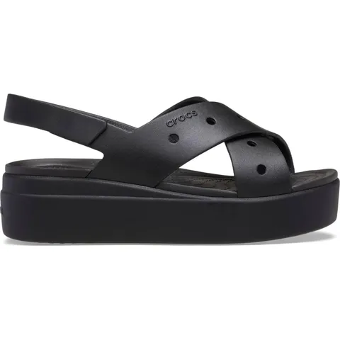 Crocs Brooklyn 4U Sandali da donna con cinturino incrociato e zeppa, nero, 37, Nero