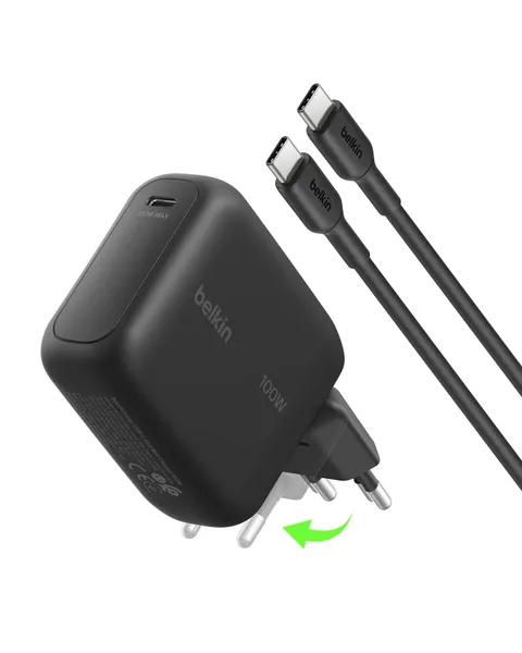 Belkin BoostCharge Caricatore USB C GaN 100W, Carica Batterie Cellulare Compatto con