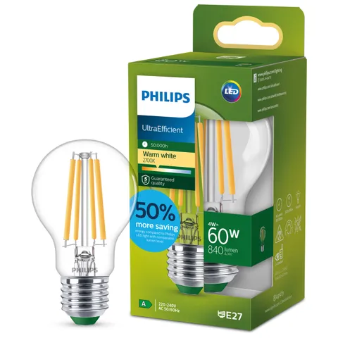 Philips LED Lampadina Goccia Filamento 60W E27