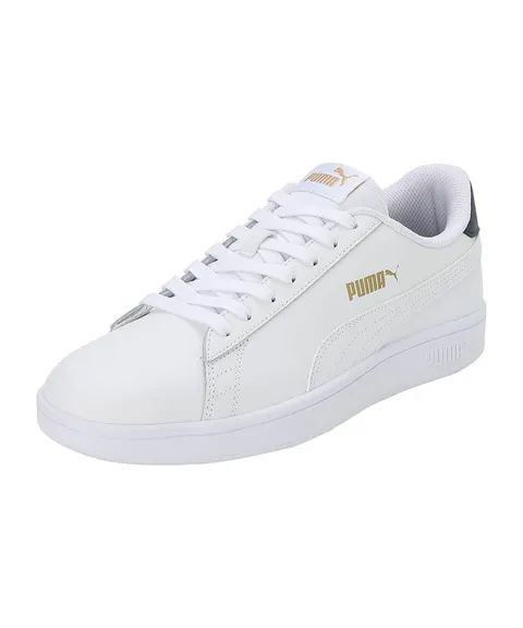 PUMA Smash V2 L, Sneakers Unisex - Adulto, Bianco Puma White Puma White Peacoat Puma Team Gold, 37 EU