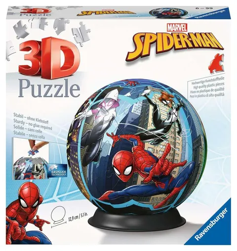 Ravensburger - Puzzle 3d Spiderman 72 pezzi, Puzzle 3d bambini 6 anni o più, Giochi