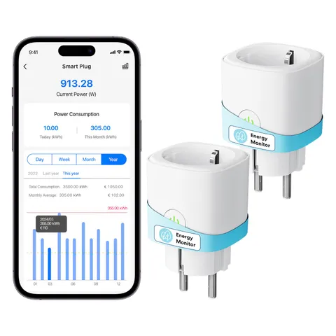 Meross Presa Smart WiFi con Monitoraggio Consumi, Presa Intelligente 16A, Presa Smart