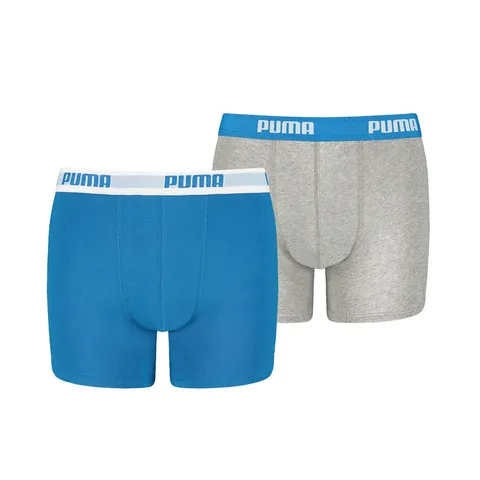 PUMA Everyday Basic Boxers 2P, Biancheria Intima, Bambini e ragazzi, Blu/Grigio, 158-164
