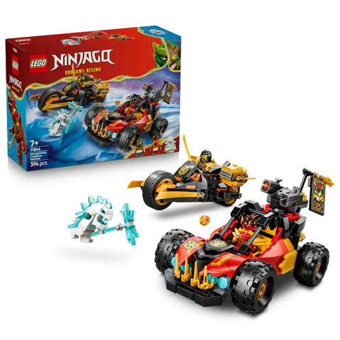 LEGO Ninjago Veicoli Combinanti di Kai e Cole - con Macchina e Moto Giocattolo e 3