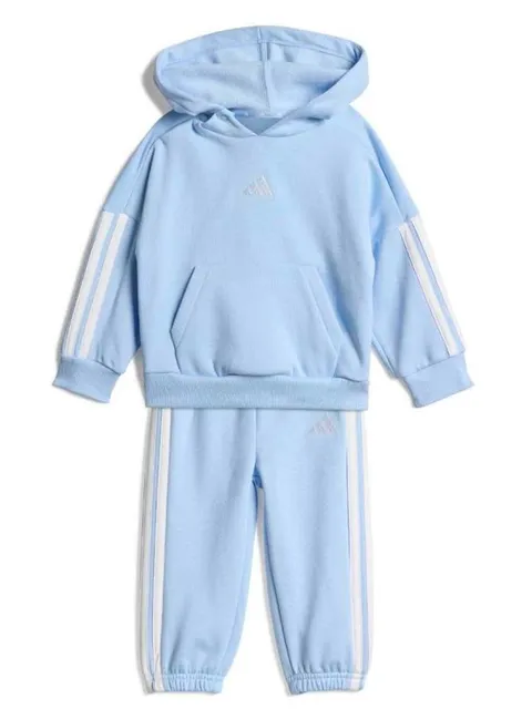 adidas Unisex - Bimbi 0-24 Essentials Hooded Jogger Track Suit, glow blue/white, 3-4 Years