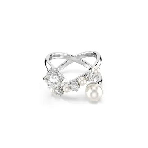Swarovski Matrix Anello Cocktail, Gioiello Versatile con Zirconia e Crystal Pearl