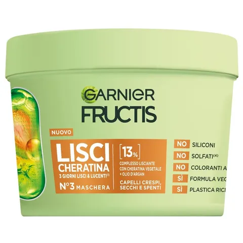 Garnier Fructis Maschera, Per Capelli Lisci e Lucenti a Lungo, Effetto Anti-Crespo