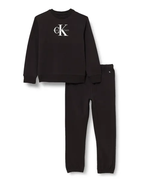 Calvin Klein FELPA MONOGRAM CN IN0IN00353 SET UNISEX NERO (Ck Black), 4 anni, NERO (Ck Black), 4 Years