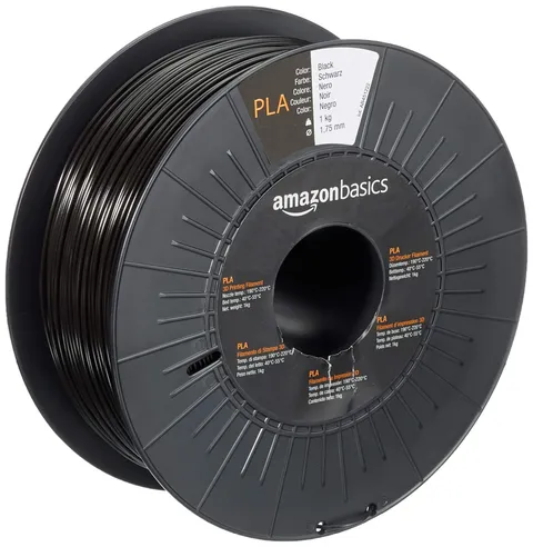 Amazon Basics Filamento per stampanti 3D, in polilattato (PLA), 1.75 mm, nero, 1 kg per