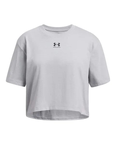 Under Armour Bambina Rival Short Sleeve, Maglietta Manica Corta Morbida e Comoda, T-Shirt Sportiva Traspirante per Allenamento, educazione Fisica e Atletica Leggera,MOD Gray Light Heather/Black,YXS