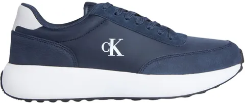 Calvin Klein Uomo Sneakers Running Athleisure Laceup in Pelle, Blu (Calvin Navy/B White/Oyster Mushroom), 41