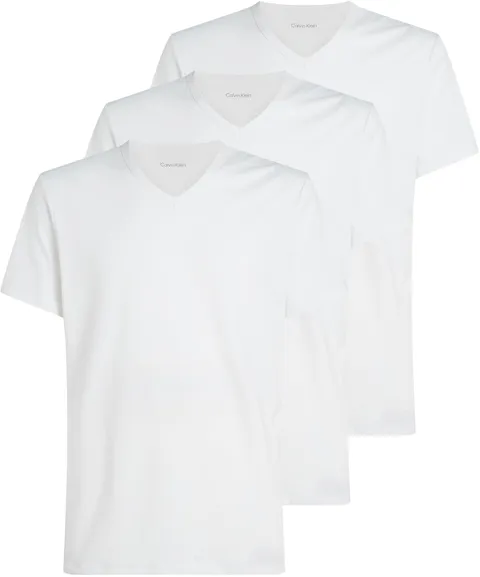 Calvin Klein Uomo T-Shirt Maniche Corte Confezione da 3 con Scollo a V, Bianco (White, White, White), 3XL