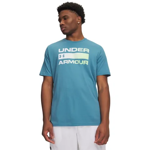 Under Armour UA Team Issue Wordmark SS - Boundless Blue / / Lumos Lime - LG
