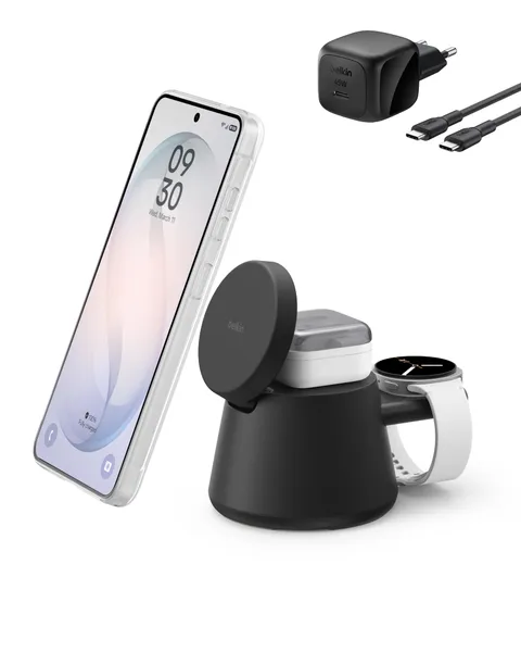 Belkin UltraCharge Caricatore Wireless Magnetico 3 in 1 Qi2.2 25W con Porta USBC