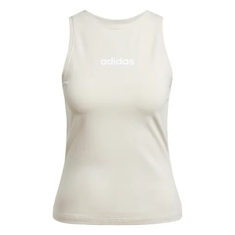 adidas Donna Essentials Linear Slim Cotton Tank Shirt, Wonder Alumina/White, XL