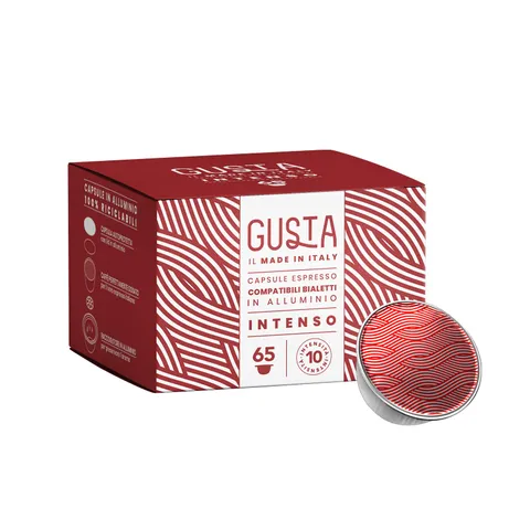 Gusta Compatibili Bialetti, In Alluminio, Gusto Intenso, Box Da 65, 100% Riciclabili