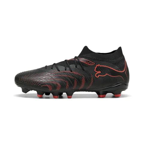 PUMA Scarpa da Calcio Unisex Future 9 Match FG/AG, Nero-Rosso incandescente, Grigio