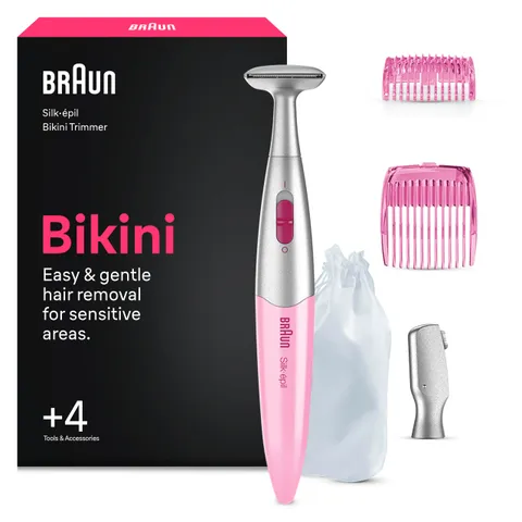 Braun Mini Rifinitore Bikini Di Precisione, +4 Accessori, FG1105, Rosa
