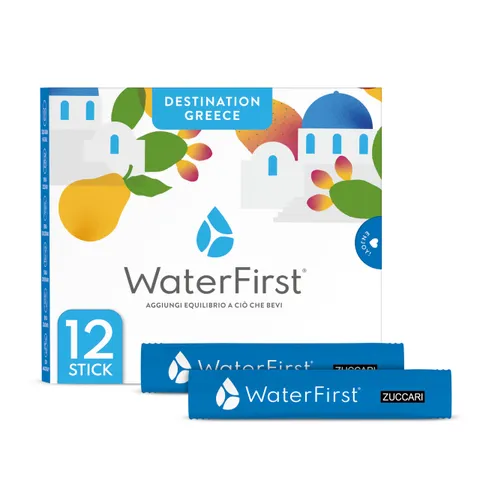 Zuccari WaterFirst Destination Greece, 12 Stick-Pack da 1,5g, Aromatizzatore per Acqua