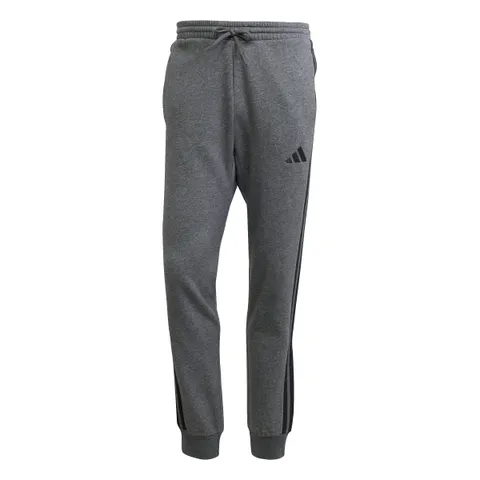 adidas Uomo Essential Three Stripes Fleece Pants, Dark Grey Heather/Black, S