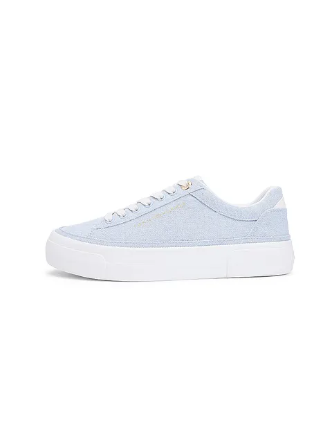 Tommy Hilfiger TH Foxing Platform Washed Canvas FW0FW09172 Top Basso, Blu (Breezy Blue)